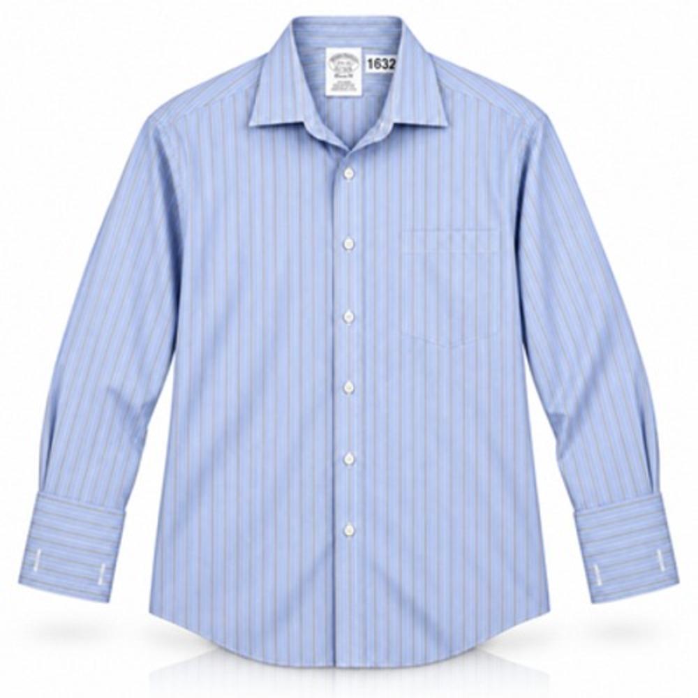 Brooks Brothers Shirt Mens 17.5 33 Blue Stripe Supima Non Iron French Cuff